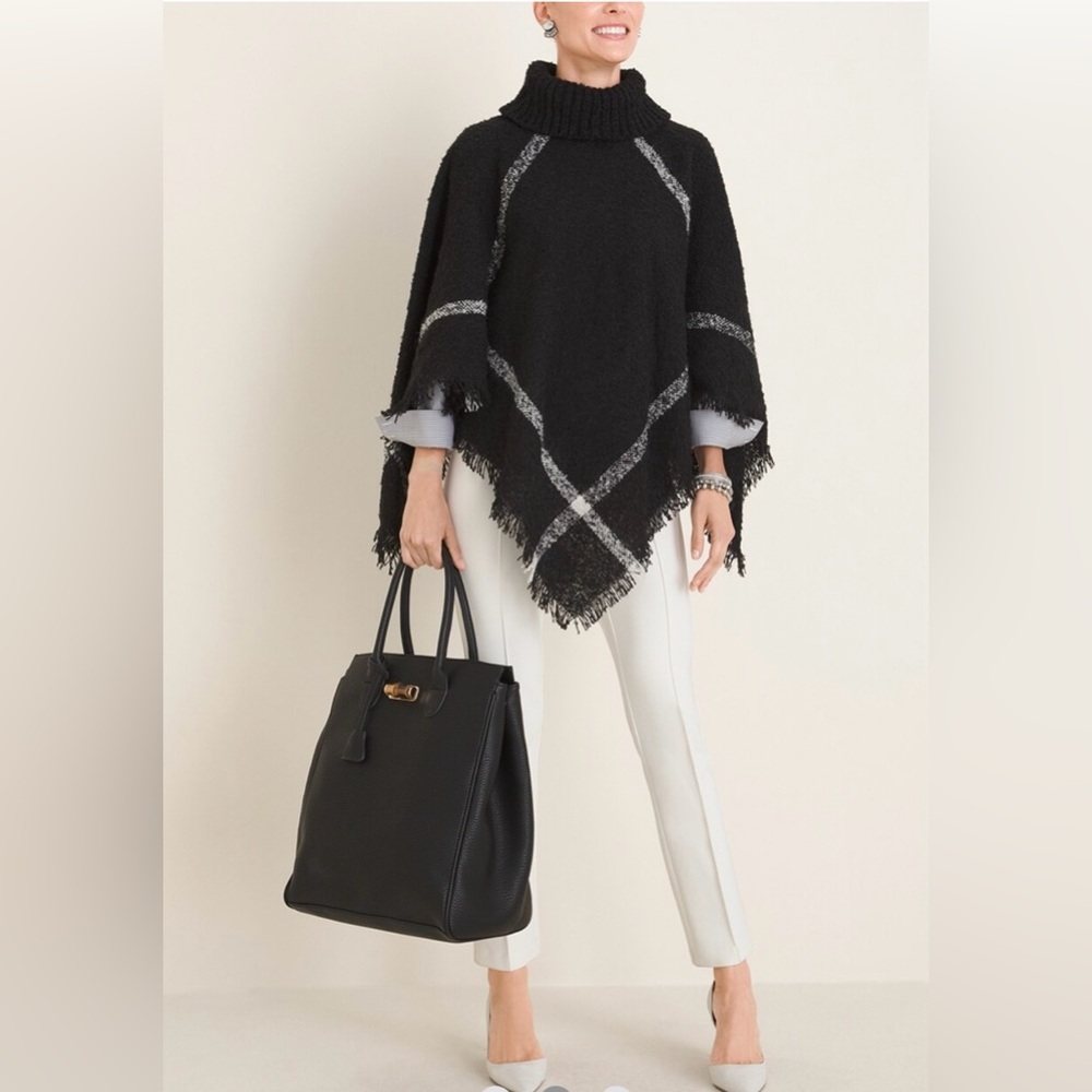 Windowpane - Print Cowl - neck poncho Chicos L/ XL